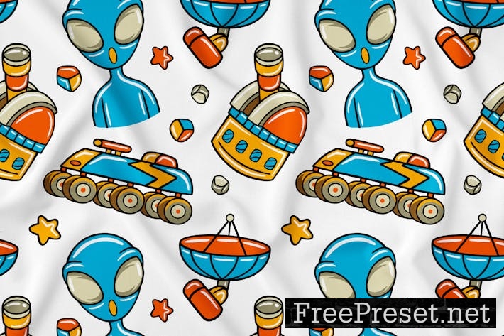 Astronaut Kawaii Doodle Seamless Pattern #04 H3C25ND