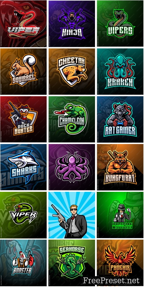 E-Sport Mascot Logo Design Bundle 2000xAI or JPEG 2307869