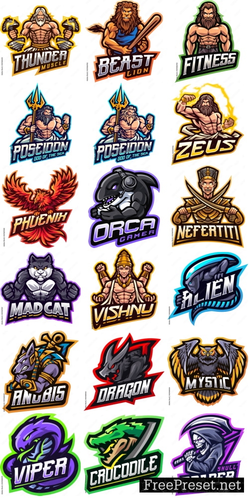 E-Sport Mascot Logo Design Bundle 2000xAI or JPEG 2307869