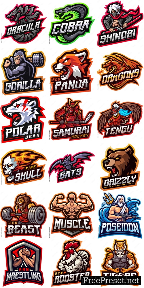 E-Sport Mascot Logo Design Bundle 2000xAI or JPEG 2307869