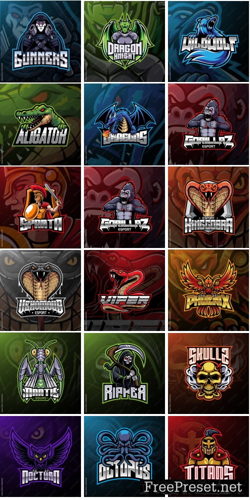 E-Sport Mascot Logo Design Bundle 2000xAI or JPEG 2307869