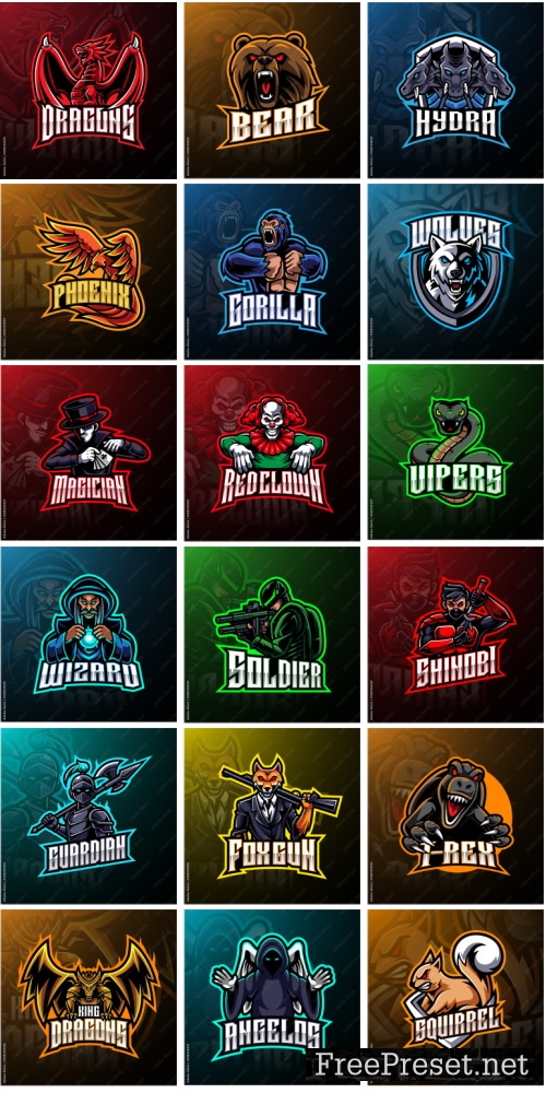 E-Sport Mascot Logo Design Bundle 2000xAI or JPEG 2307869