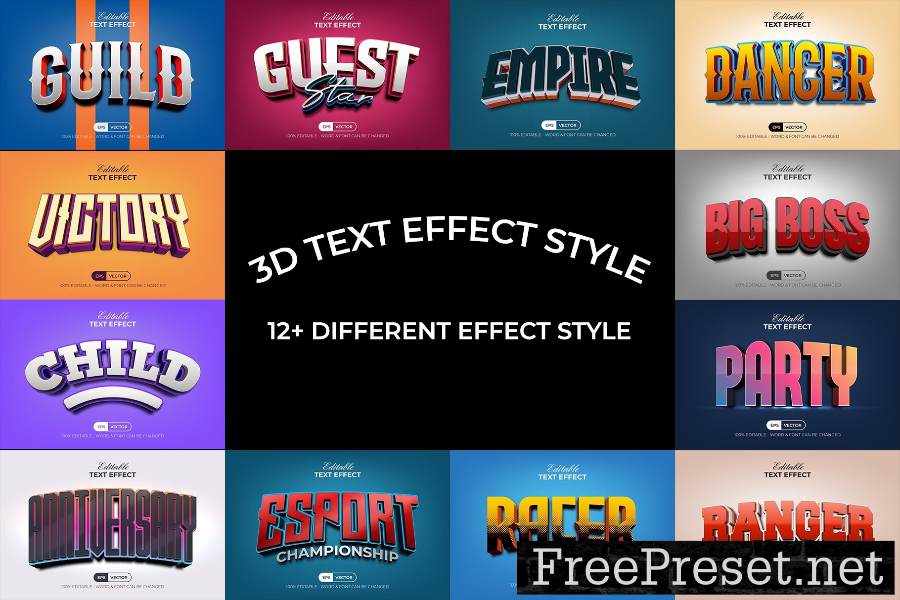 Mega collection vector editable text effect, font style vol 3 2284403