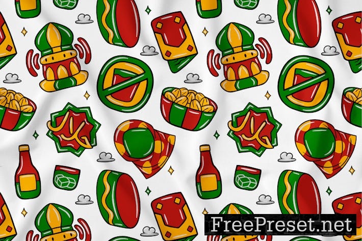 Ramadan Kareem Doodle Seamless Pattern #04 DR2ATPG