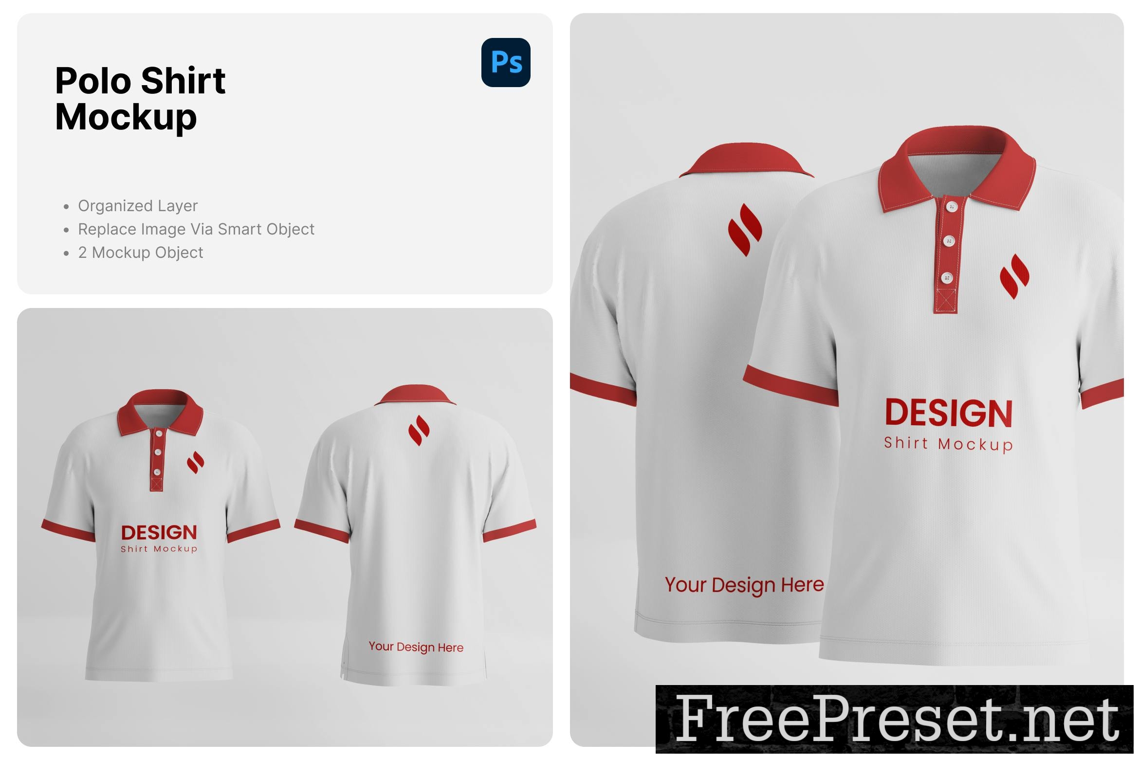 Polo Tshirt Front & Back Mockup QNYZMXT