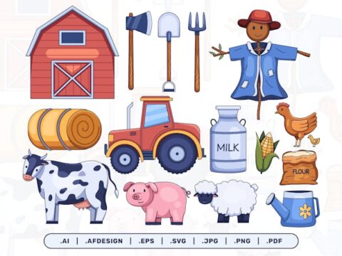 Countryside/Farm Life Element Illustration CFDWKJH